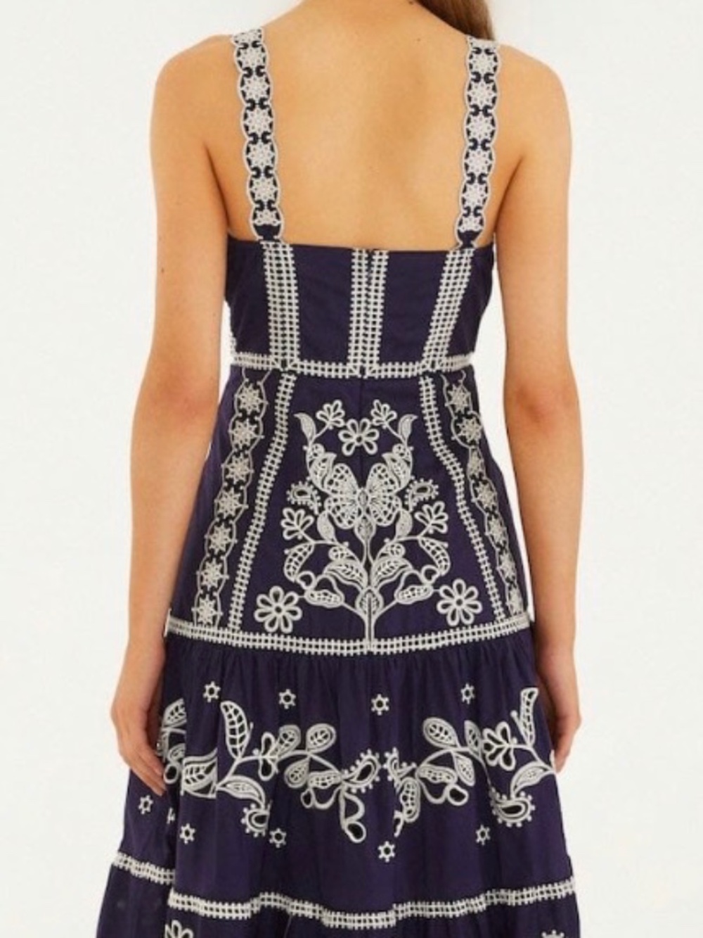 Farm Rio Blue Richelieu Embroidered Midi Dress XL - Picture 5 of 6